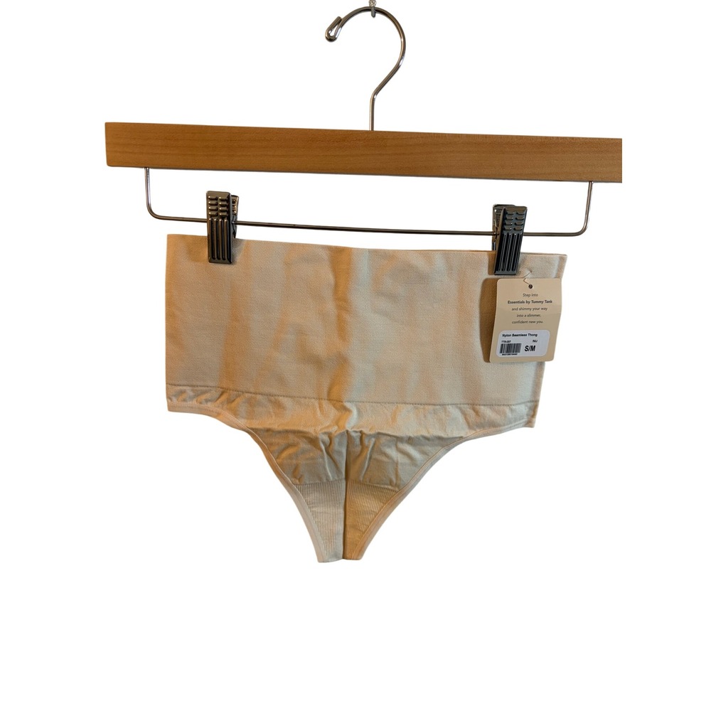 Essentials by Tummy Tank Nylon Seamless Thong Nude Shapewear TT5-037 S/M NEW